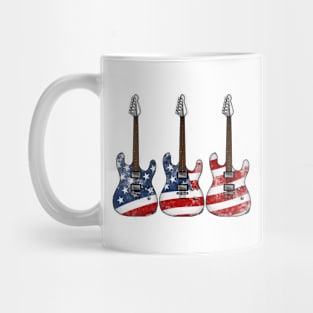 Electric Guitar USA Flag Patriotic Guitarist 4th July Mug